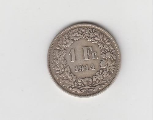 Moneda Suiza 1 Franco Año 1914 Plata Muy Bueno 