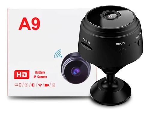 Mini cámara de seguridad espía discreta Wifi Full HD, color negro