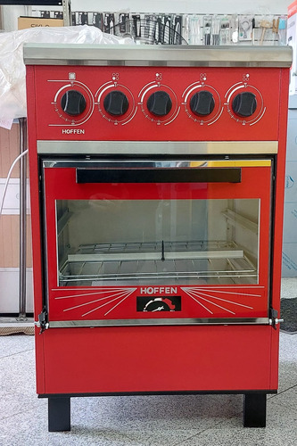 Cocina Industrial Hoffen 4 Hornallas 55 Cm Ancho Con Visor Rojo