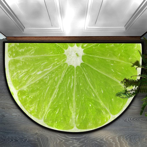 ~? Auuxva Grass-green Limes Pattern Half Round Door Mat Entr