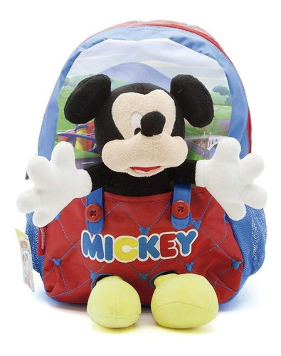 Mochila De Espalda Mickey Con Peluche Disney Original 13''