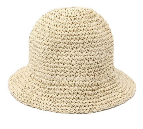 Piluso Sombrero Gorro Bucket Hat Rafia Mujer Liso 