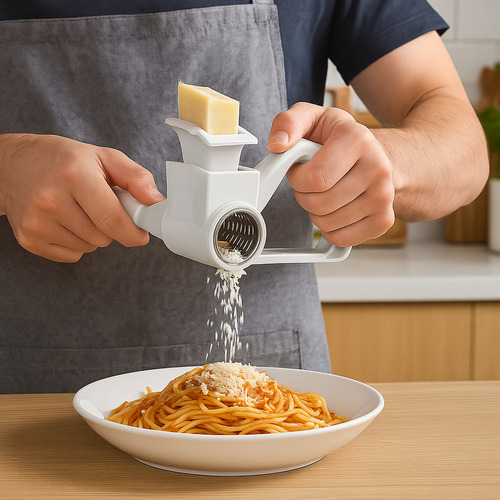 Ralador E Fatiador Queijo Manual Manivela Inox 3 Em 1