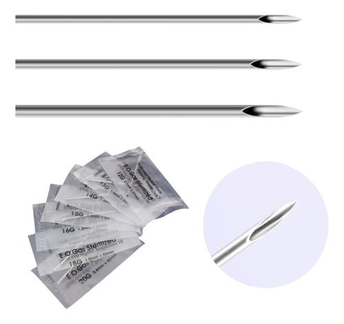 Kit Agujas Perforación Cánulas Para Perforar Piercing 100 Pz