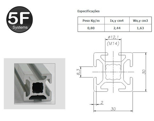 Imagem 1 de 1 de Kit Perfil Estrutural 30x30 Reforçado