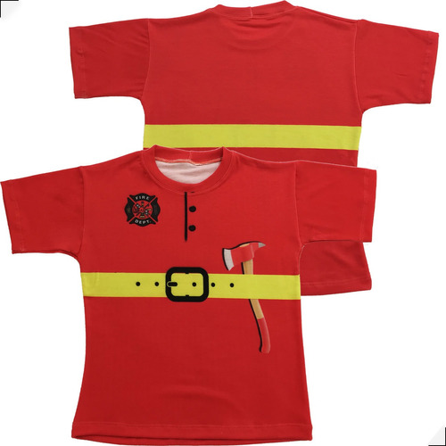 Camiseta Bombeiro Infantil Menino Carnaval Fantasia Blusa