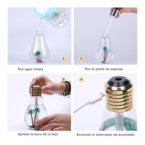 Humidificador Difusor De Aroma Tipo Bombilla Recargable Usb