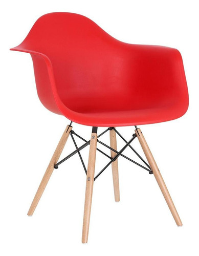 Cadeira Charles Eames Eiffel Wood Daw  Com Braços Cores Estrutura da cadeira Vermelho