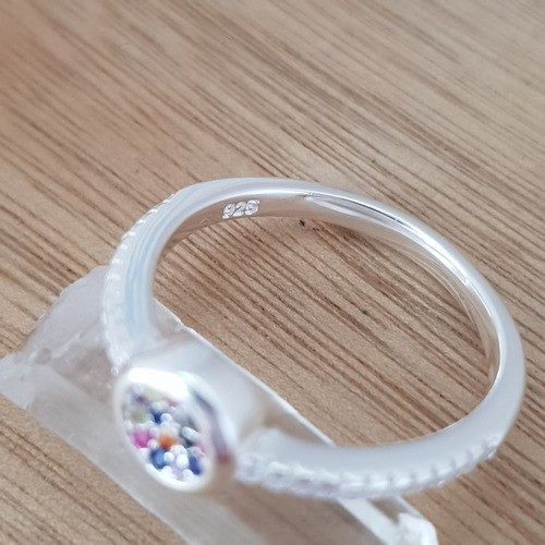 Anillo Mab Medio Sin Fin Circular Multicolor Plata 925