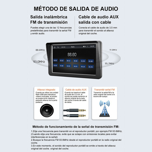 Zk Estéreo 7in Coche Portátil Inalámbrico Android Auto
