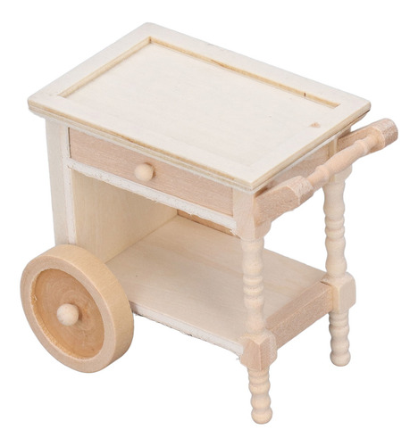 Pequeño Carrito De Comedor De Madera, Realista, Sin Pintar,