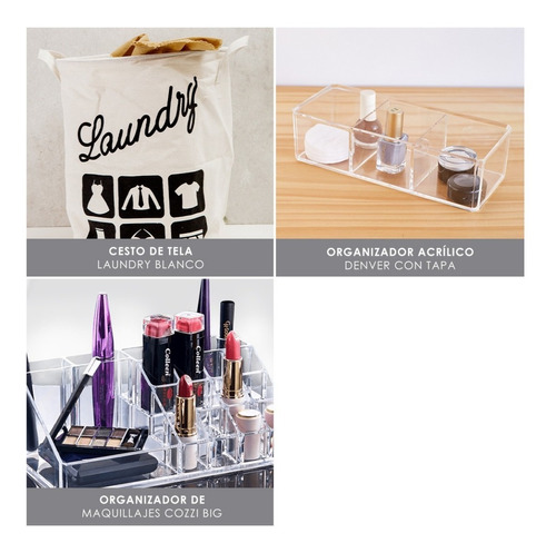 Organizador Maquillaje Acrílico Combo X 3 Productos