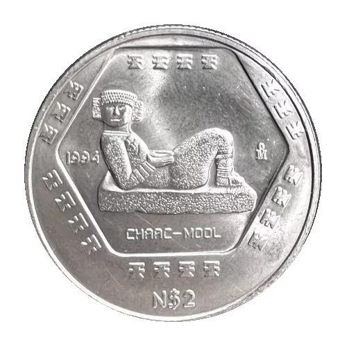 Moneda Chaac Mool N2 Pesos 1/2 De Media Onza Plata 1994