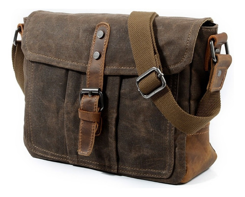 Bandolera Retro Para Hombre Bolsa Lona Informal Cera Aceite