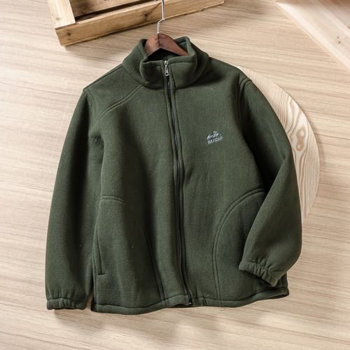 Chaqueta Casual Para Hombre Con Forro Polar Bordado En Color