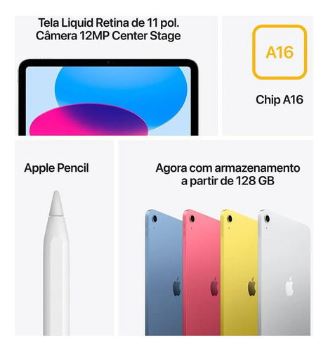Apple Ipad 11a Geração Wifi A16 256 Gb - Lançamento 2025 Azul-aço