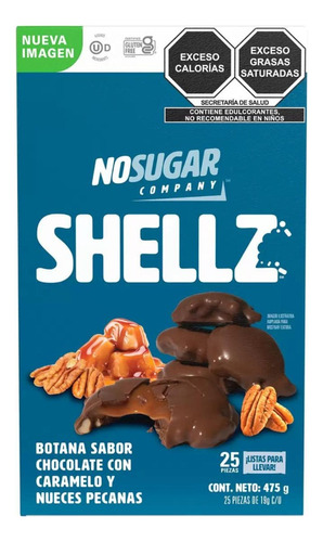 Botana Sabor Chocolate Carmelo Y Nueces Pecanas Shellz 475g