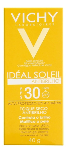 Protetor Solar Antibrilho FPS 30 Vichy Idéal Soleil Caixa 40g