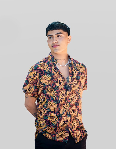 Camisa Hombre Estampada | Tropicaleaf | Cuello Neru Mao 