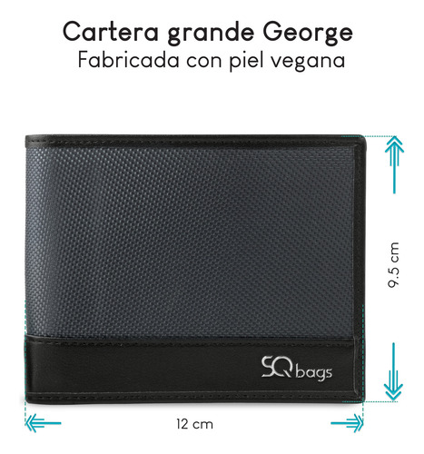 Cartera Para Hombre Billetera Color Negro Sqbags George