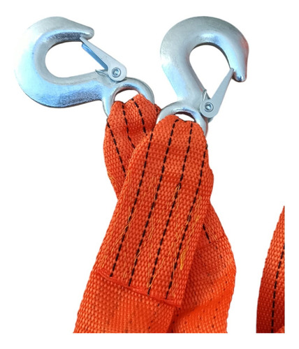 Linga De Remolque Cinta Plana 3 Toneladas 4 Mts Con Ganchos Color Naranja
