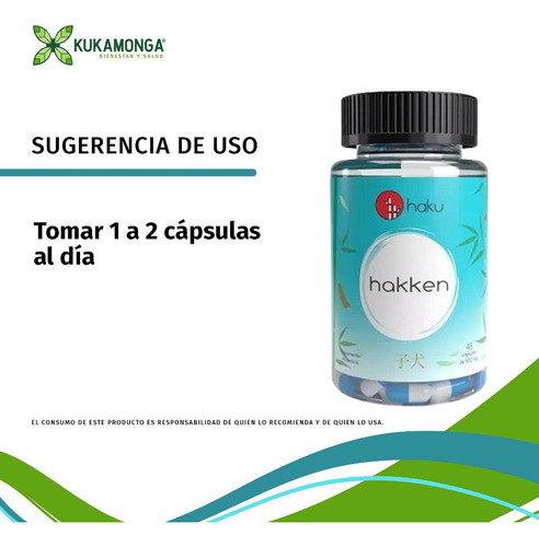 1 Frasco Hakken -45 Caps-500 Mg. (depresión,estrés,insomnio) Sabor Sin sabor