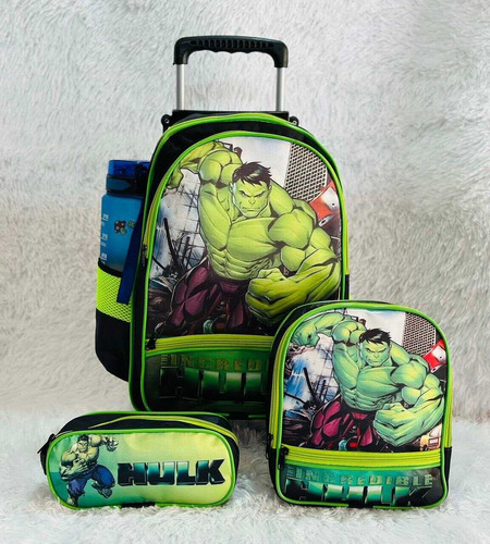 Kit Mochila Com Estojo E Lancheira Hulk Infantil