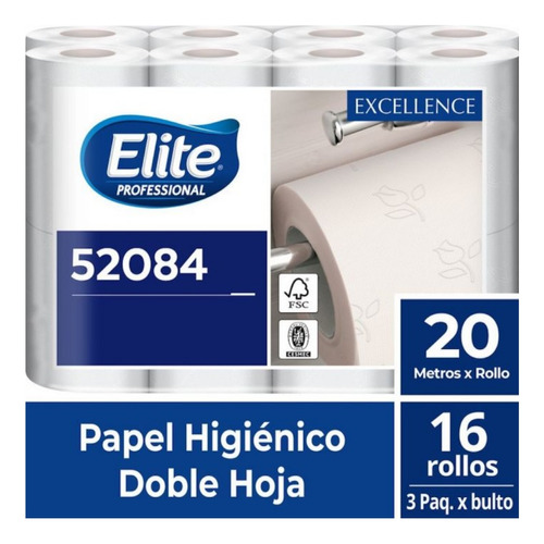 Papel Higiénico Elite Habitaciones Dh 20 Mts X 16 Rollos 