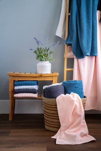 Toallas De Baño Texturizadas Palomitas De Maíz Rosa 4 Piezas
