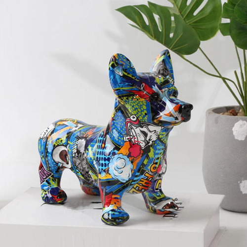 Estatuas De Corgi Artesanías De Resina De Color Estilo 4