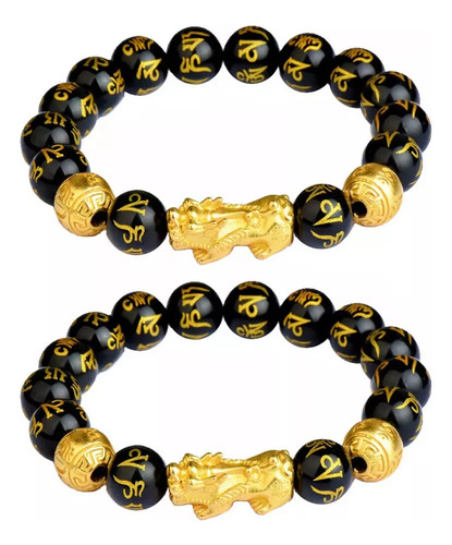 2kit Feng Shui Pi Xiu Pulsera La Suerte La Riqueza Obsidiana