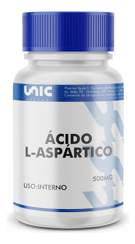 Ácido L-aspártico 500mg - 60 Cápsulas Sem Sabor