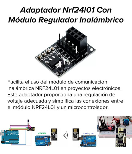 Tecneu 5 Piezas Nrf24l01 Módulo Transceptor Adaptador Inalámbrico