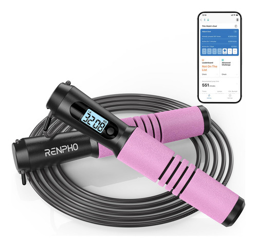 Renpho - Cuerda De Saltar Inteligente Con Contador, Cuerda D