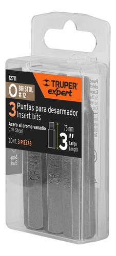 Estuche Con 3 Puntas Bristol M12 Largo 3 , Truper Expert