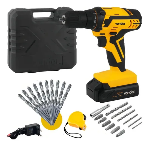 Furadeira Parafusadeira Com Kit Brocas, Bits E Trena Vonder PFV 0...
