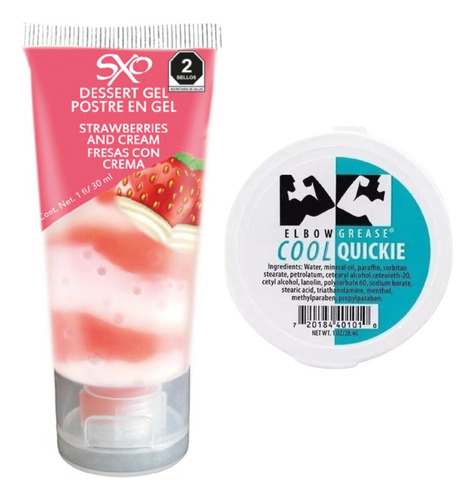 Lubricante Postre Fresas C/ Crema 30ml + Elbow Grease Cool Fresas Con Crema