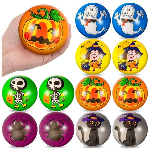 Halloween Stress Balls Toys, 12pcs Colorful Relief Stre...