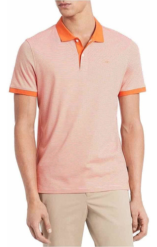 Playera Para Caballero Calvin Klein Naranja Rayas Blancas S