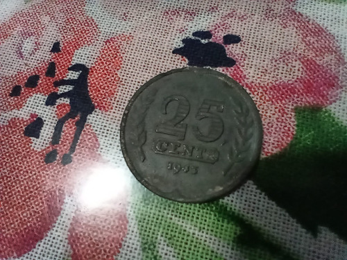 Antigua Moneda De Holanda 25 Cents Año 1943