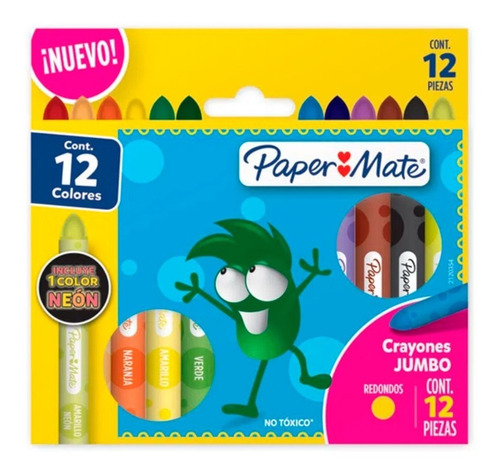 Imagen 1 de 5 de Crayones Jumbo Infantiles X12 Unidades Paper Mate