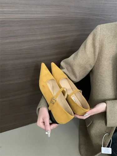 Zapatos Mary Jane Simples Con Punta Puntiaguda Para Viajar A