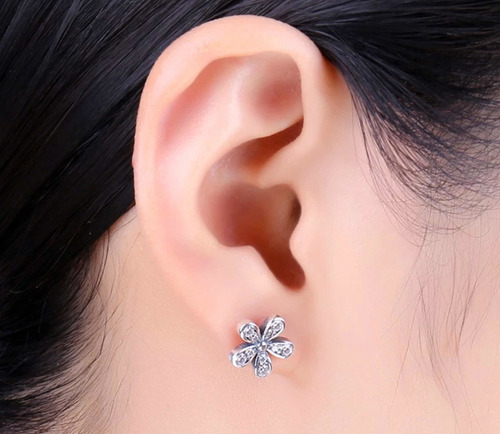 Imagen 8 de 10 de Juego Anillo Y Aretes Flor Palta 295 Con Brillantes
