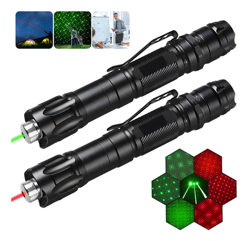 2pzs Apuntador Laser Puntero Verde Y Rojo Proyector Cargable