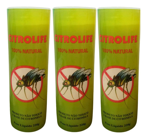 Kit C/3 Velas 7 Dias Repelente Citronela Ajuda Contra Dengue