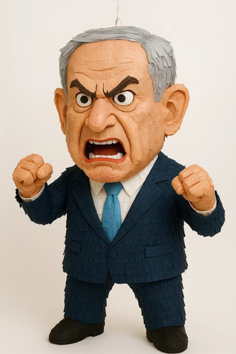 Piñata De Benjamin Netanyahu El Cuernitos Negro Politico Geométrico Chica