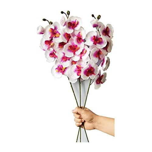 3pcs Artificial Butterfly Orchid Fake Phalaenopsis Flow...