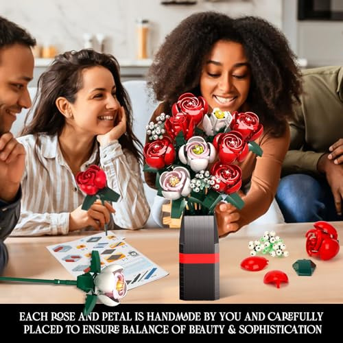 Kit De Construcción De Ramo De Flores De Rosa Como Regalo Pa