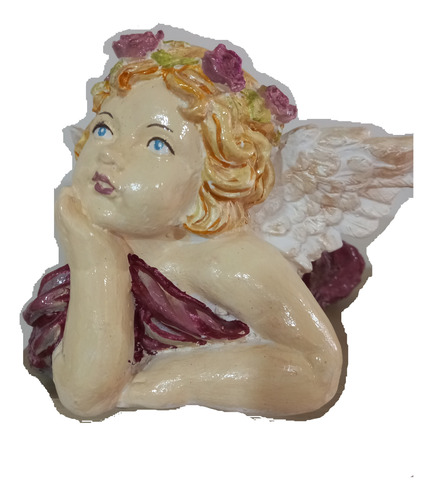 Angel Querubin En Ceramica Decorado A Mano