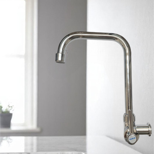 Torneira Para Cozinha De Parede Monocomando Abs Cromado 24cm Linha Econômica Com Arejador Água Fria Fácil Instalação Rosca 1/2 Alavanca Compacta Moderna E Resistente Fc-85 Via Flix
